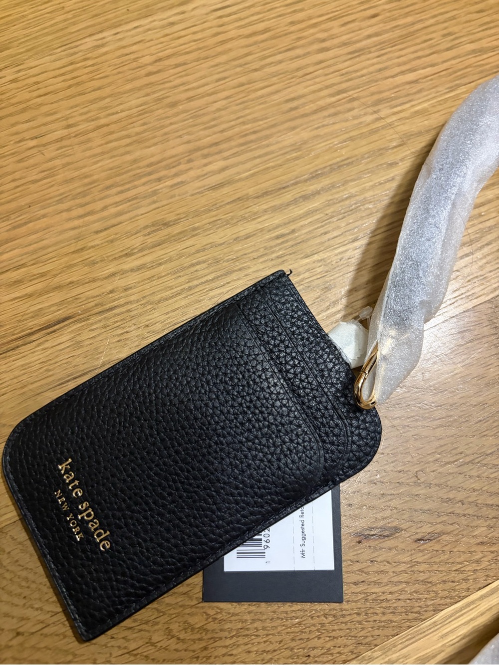 kate spade Black Pebbled Leather Card Holder Wristlet